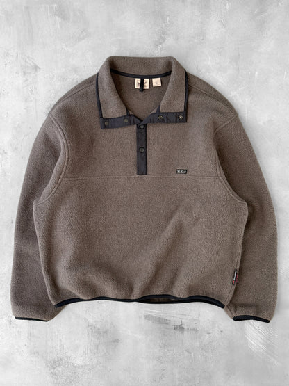 Brown T-Snap Fleece Pullover Y2K - XL