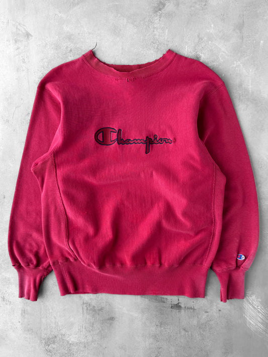 Raspberry Champion Script Sweatshirt 90's - Large