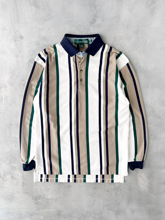 Striped Polo Shirt Y2K - Medium Long