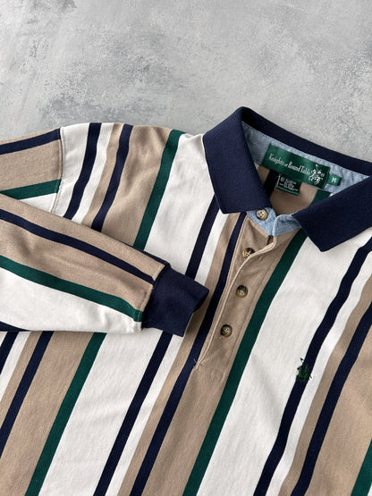 Striped Polo Shirt Y2K - Medium Long