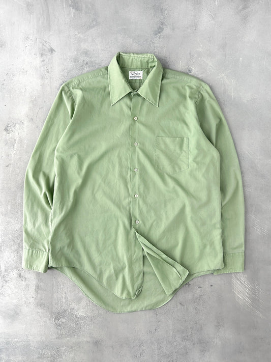 Spring Green Button Down Shirt 70's - Large