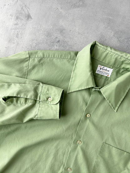 Spring Green Button Down Shirt 70's - Large