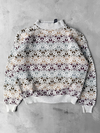 Snowflake Print Sweater 90's - Large