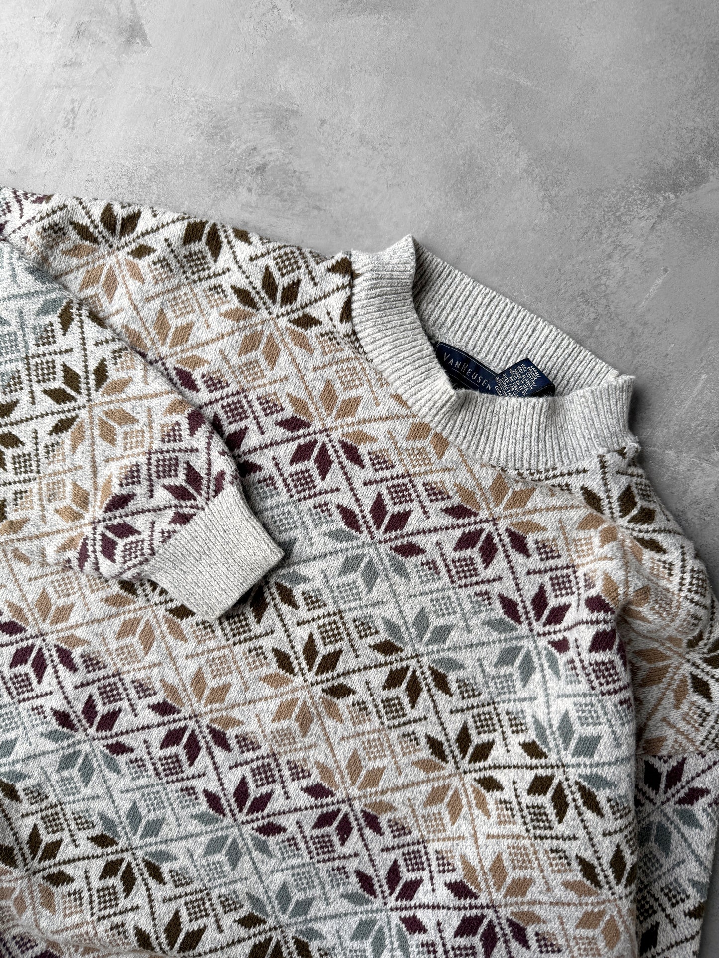 Snowflake Print Sweater 90's - Large