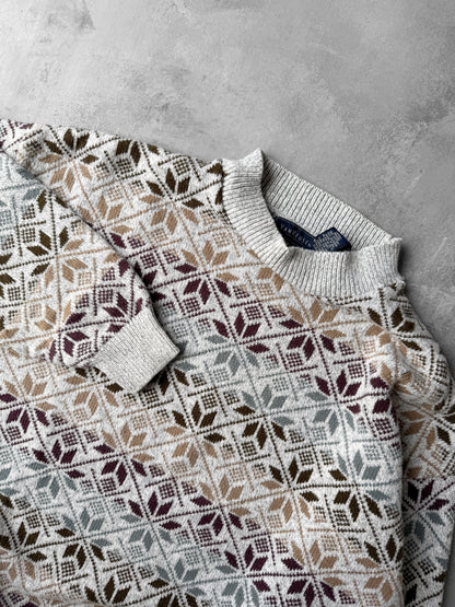 Snowflake Print Sweater 90's - Large