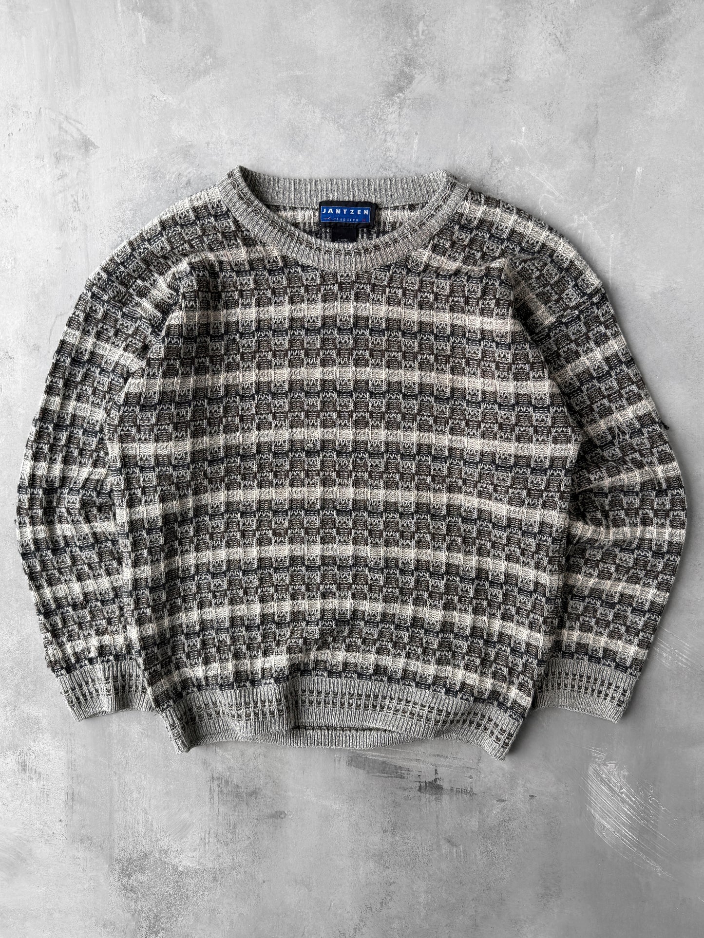 Textured Neutrals Sweater Y2K - Large