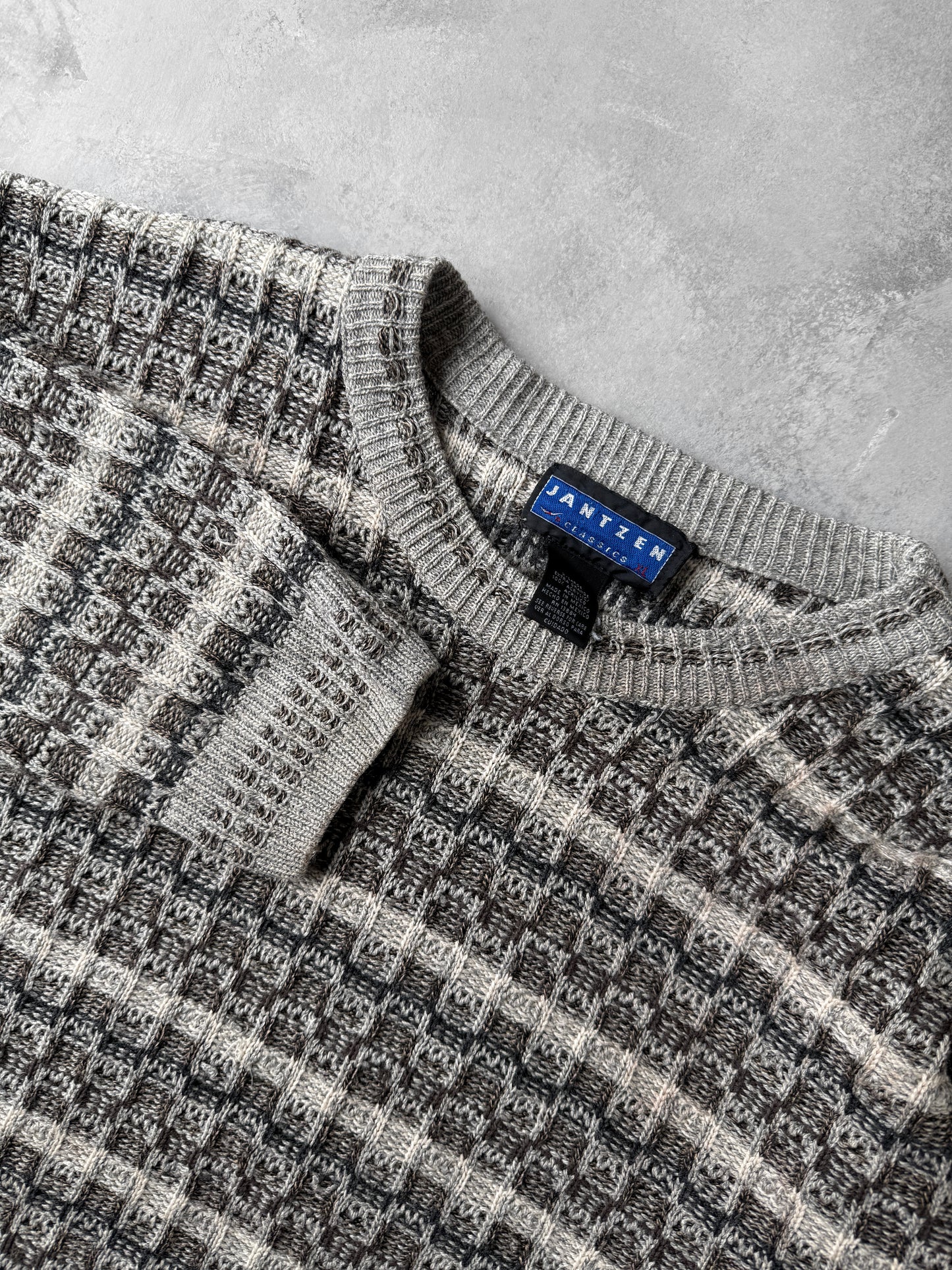 Textured Neutrals Sweater Y2K - Large