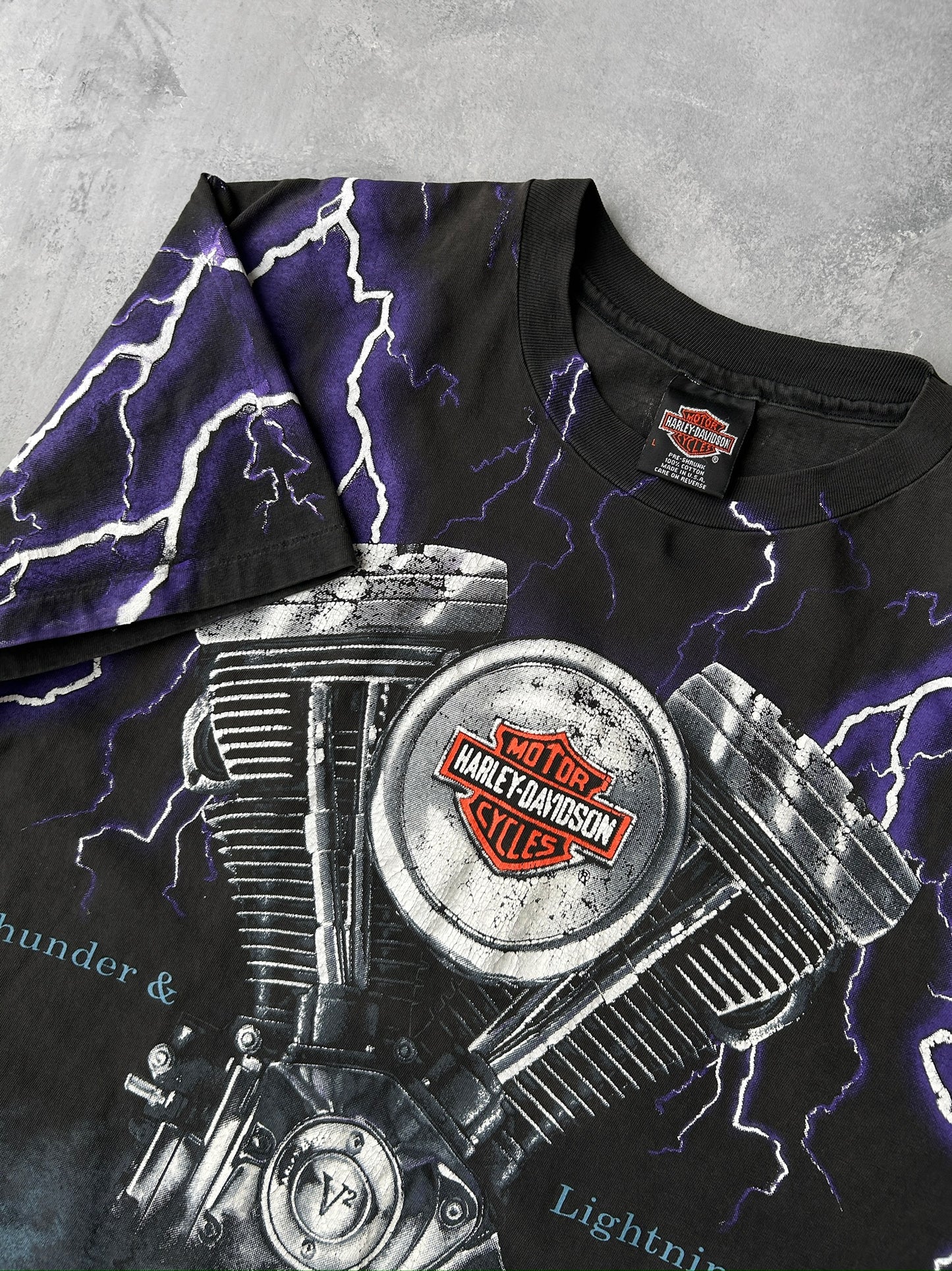 Harley-Davidson Thunder & Lightning T-Shirt 90's - Large