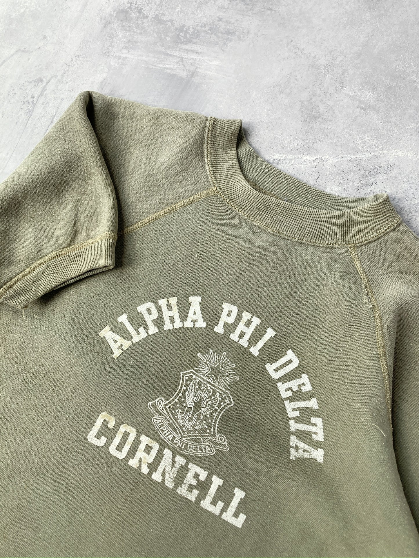 Cornell Fraternity Short Sleeved Raglan Sweatshirt 60's - Medium