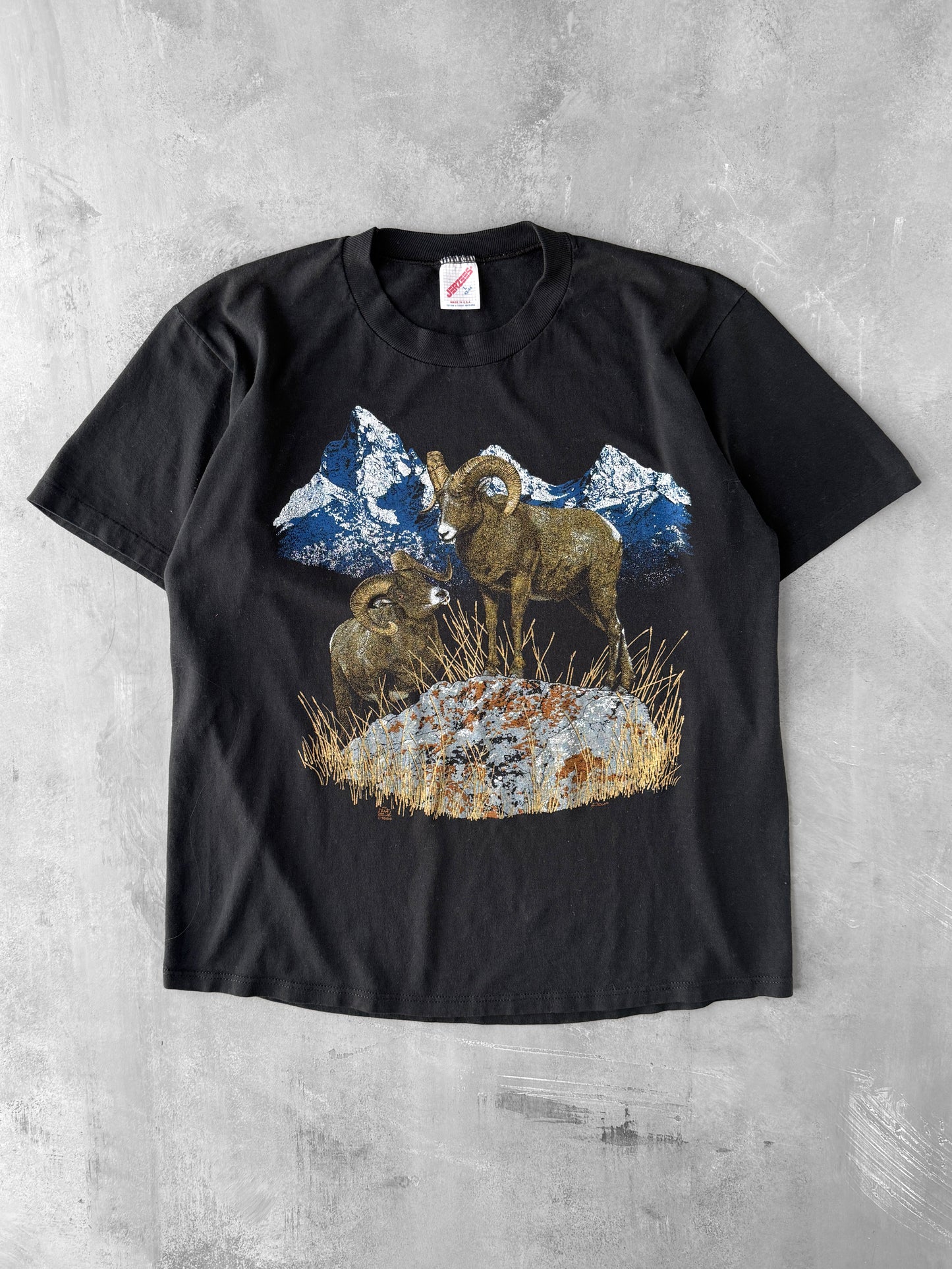 Bighorn Sheep Mountain Scene T-Shirt '89 - Medium