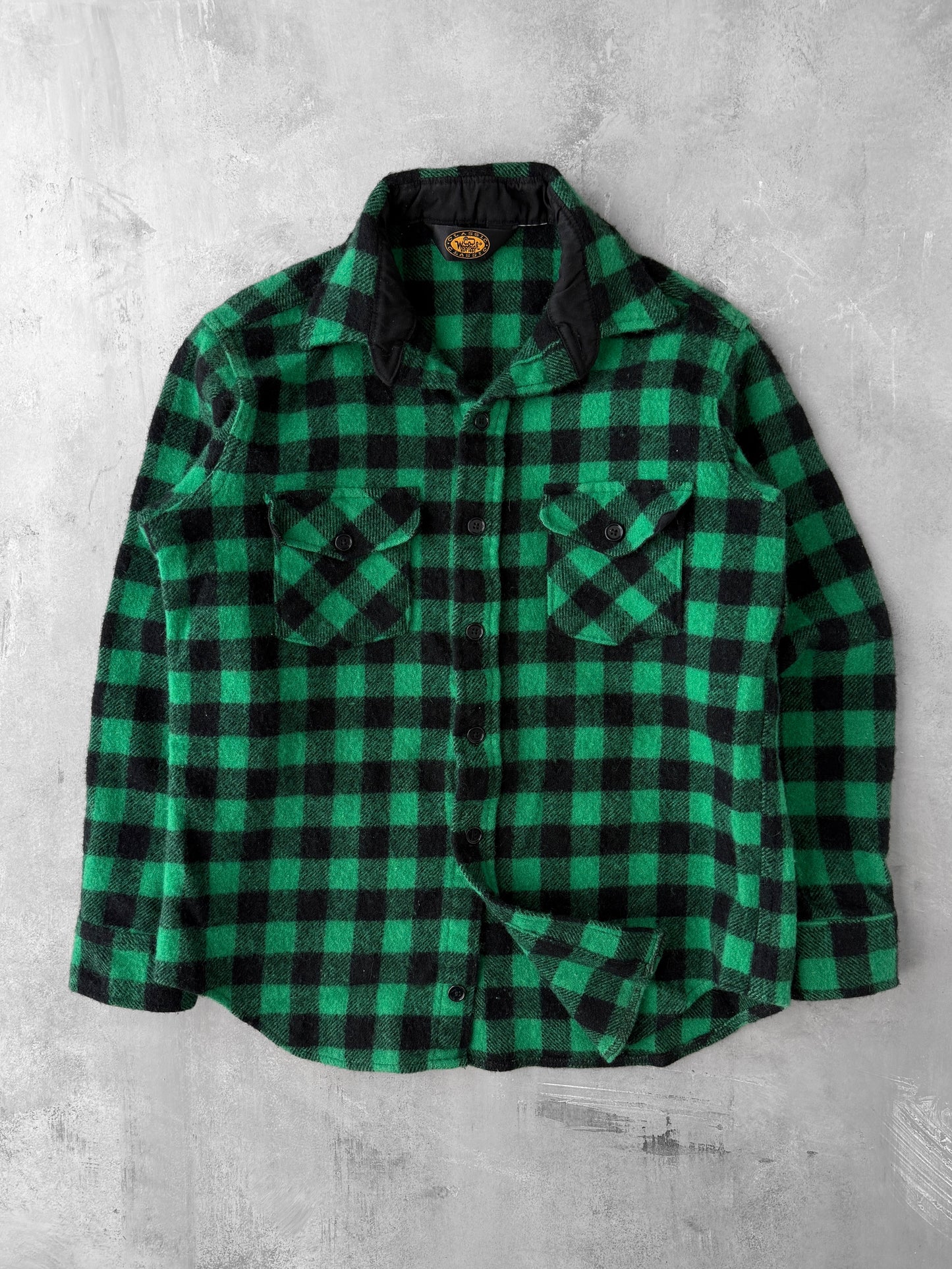 Woolrich Green Buffalo Plaid Shirt 80's -Small