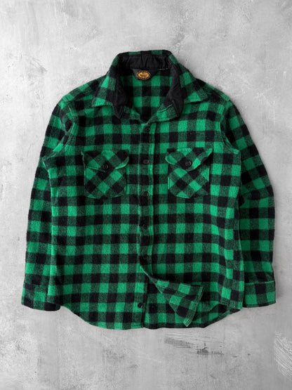 Woolrich Green Buffalo Plaid Shirt 80's -Small