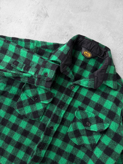 Woolrich Green Buffalo Plaid Shirt 80's -Small