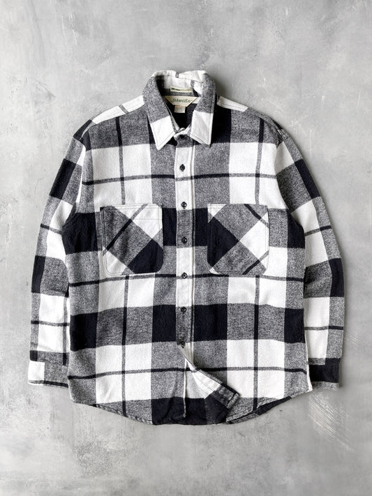 Black and White Plaid Flannel Shirt 90's - Large