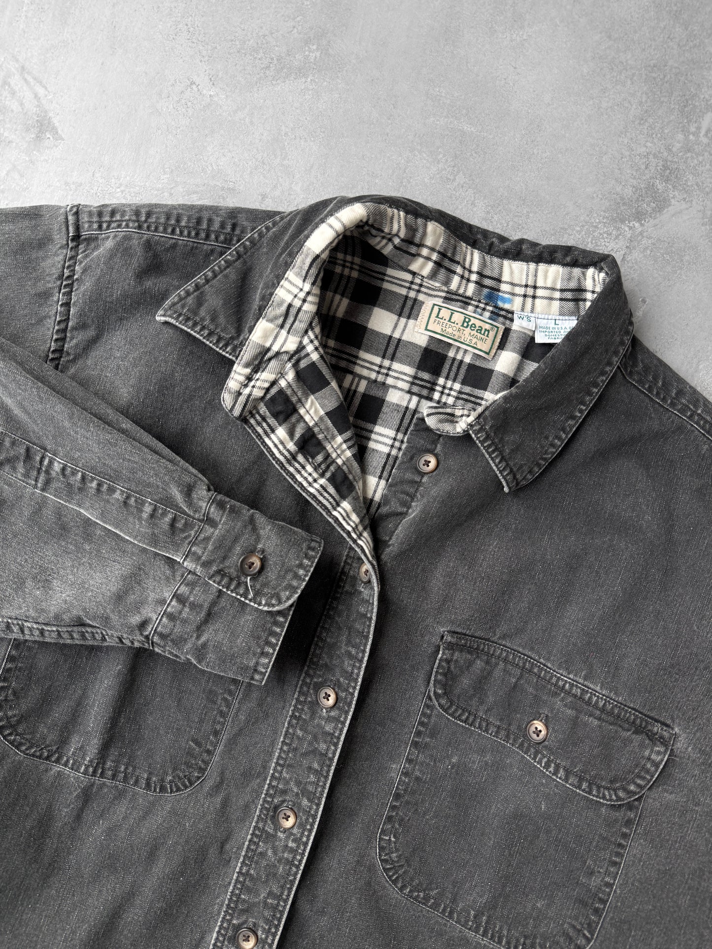 Flannel-Lined Denim Shirt 90's - Large
