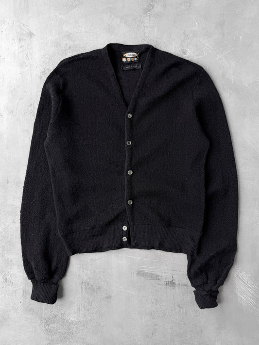 Black Alpaca V-Neck Cardigan 70's - Medium