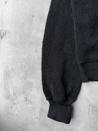 Black Alpaca V-Neck Cardigan 70's - Medium