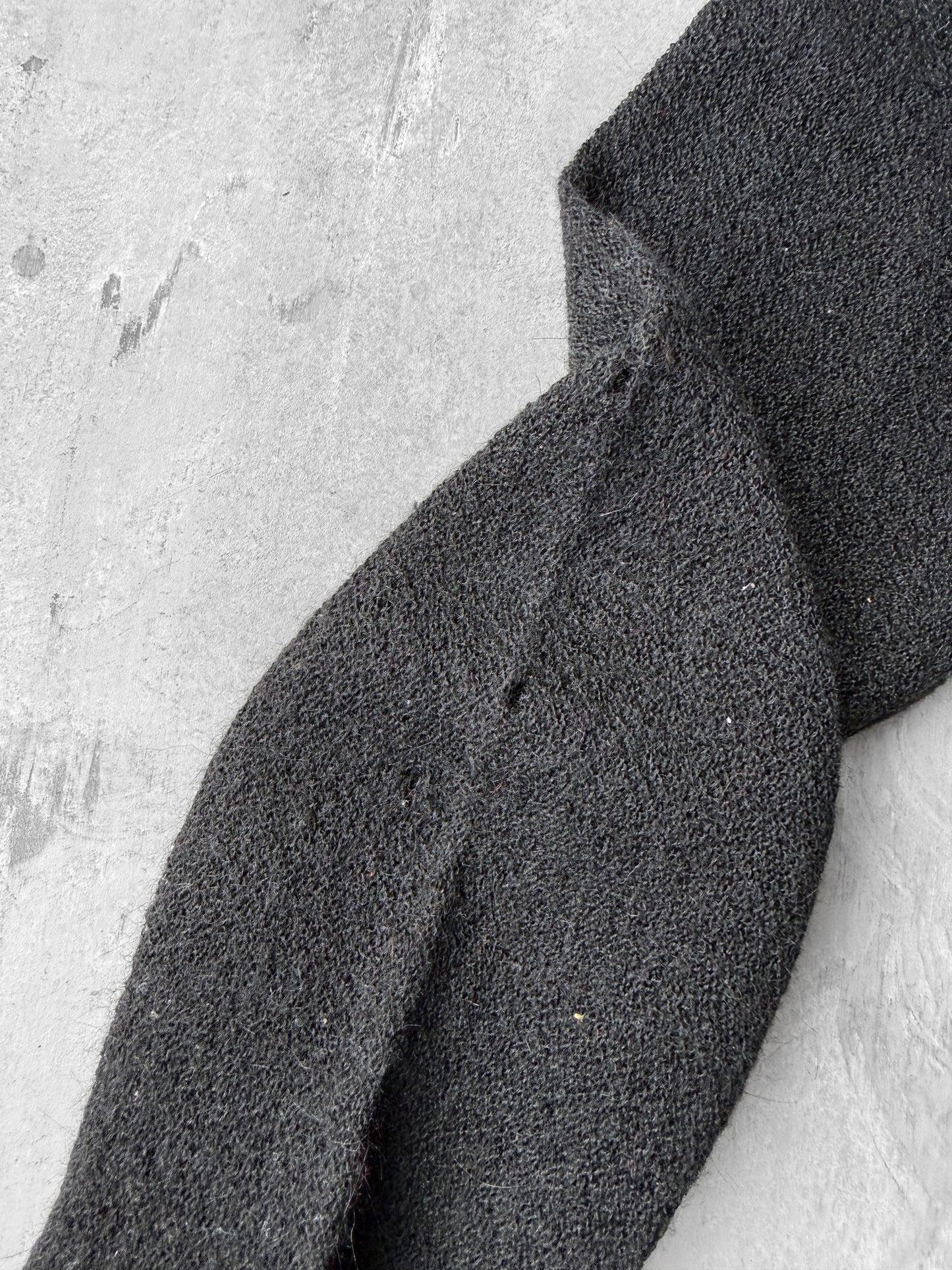 Black Alpaca V-Neck Cardigan 70's - Medium