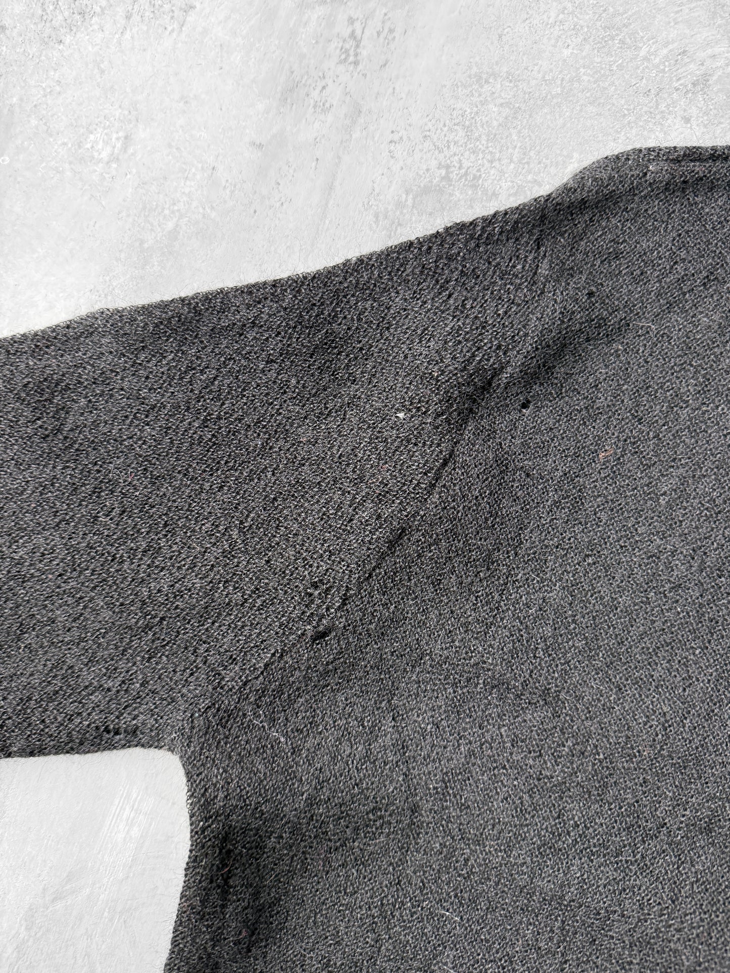 Black Alpaca V-Neck Cardigan 70's - Medium