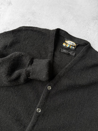 Black Alpaca V-Neck Cardigan 70's - Medium