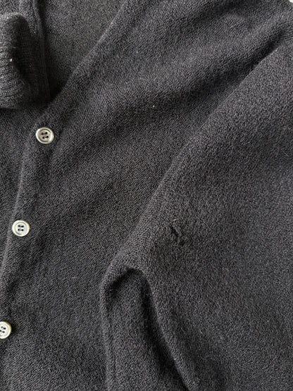 Black Alpaca V-Neck Cardigan 70's - Medium