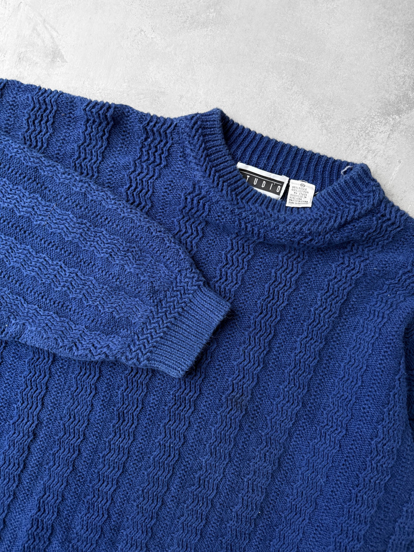 Blue Textured Sweater 90's - XL