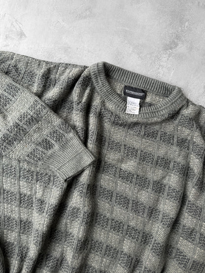 Gray Patterned Sweater Y2K - XL
