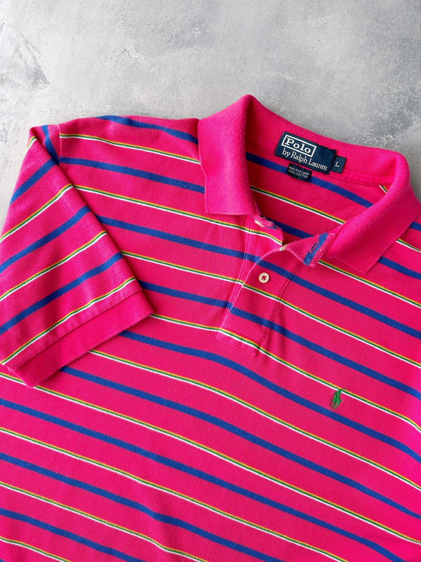 Polo Ralph Lauren Striped Polo Shirt 00's - Large