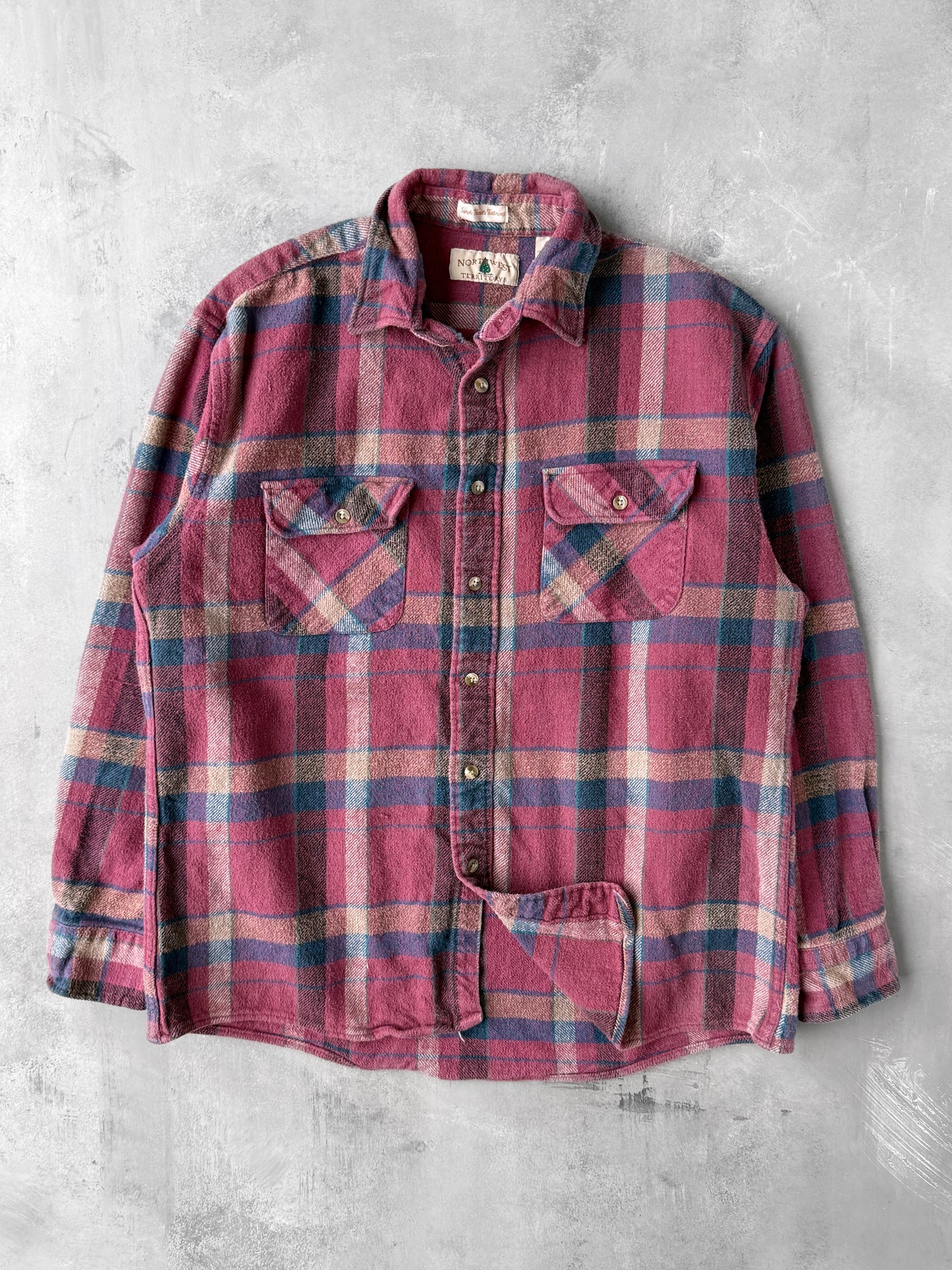 Raspberry Plaid Flannel Shirt 90's - Large