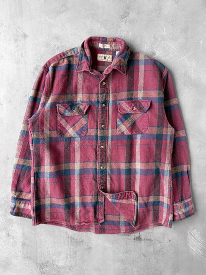Raspberry Plaid Flannel Shirt 90's - Large