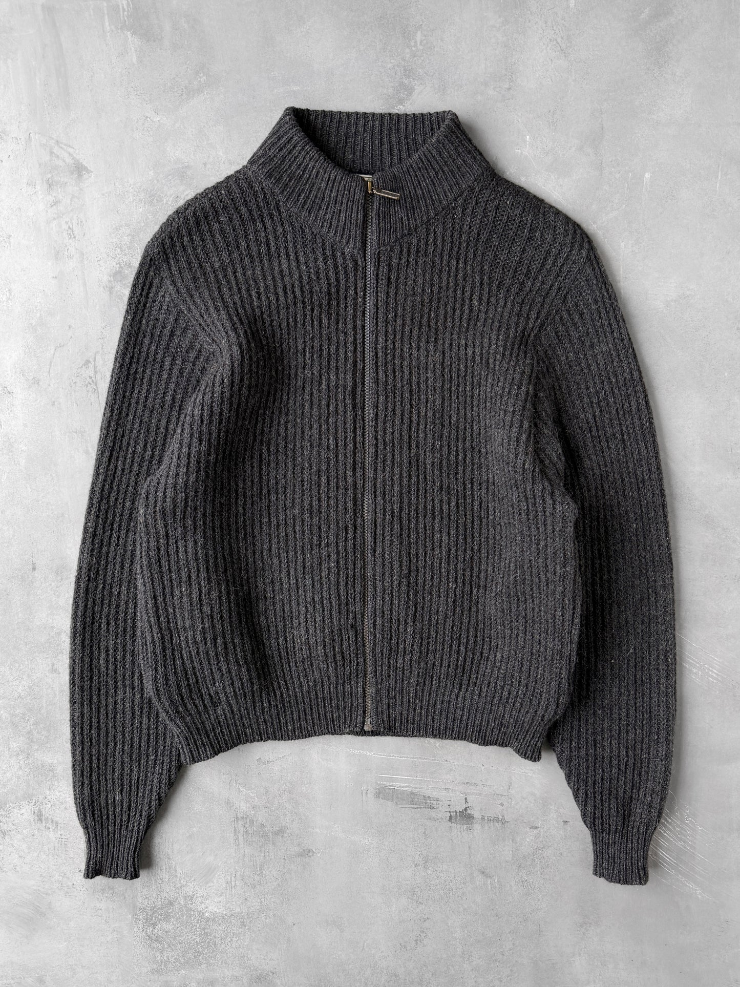 Ribbed Full Zip Sweater 90's - Medium