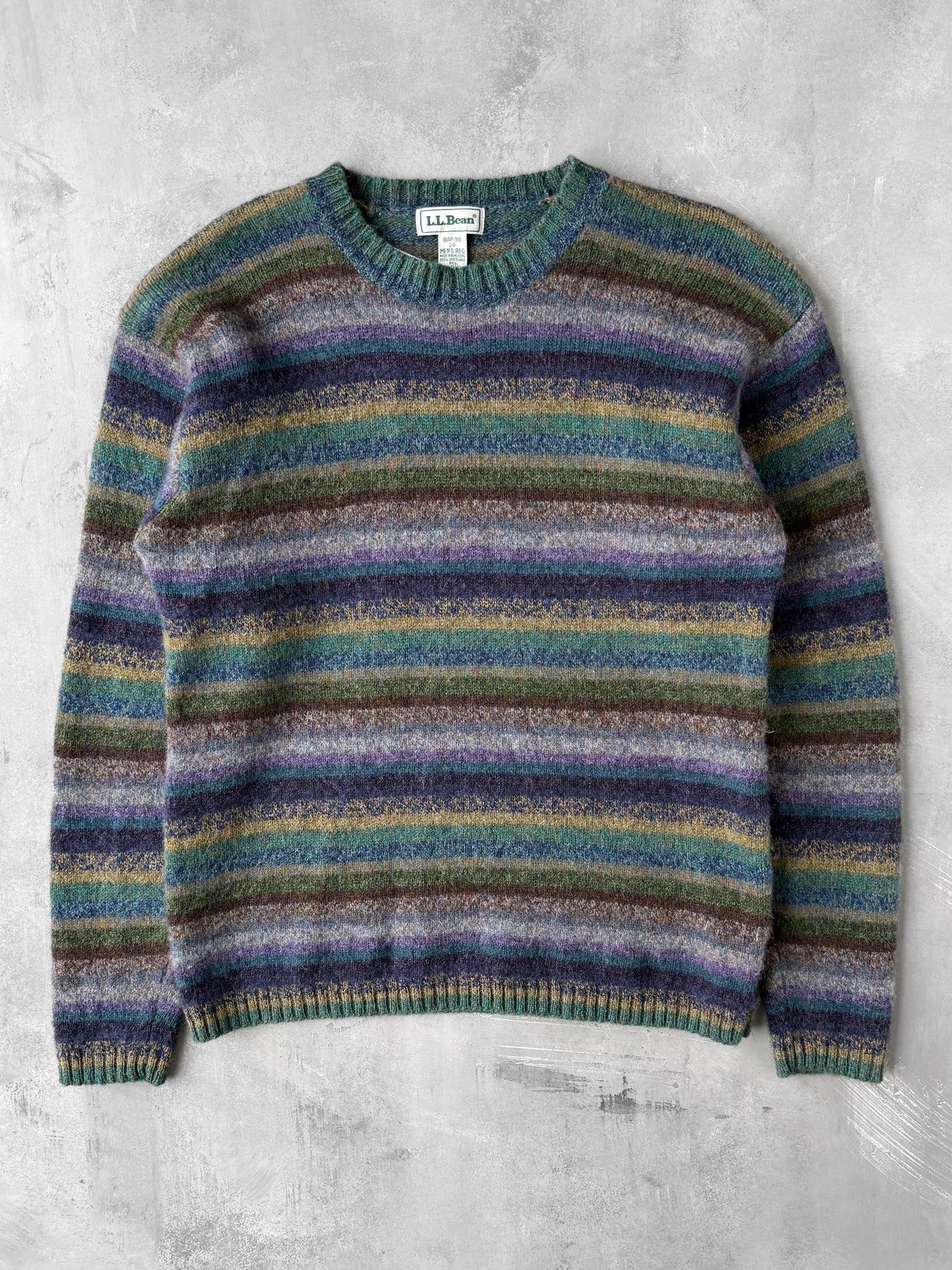 Striped Shetland Wool Sweater 90's - Large