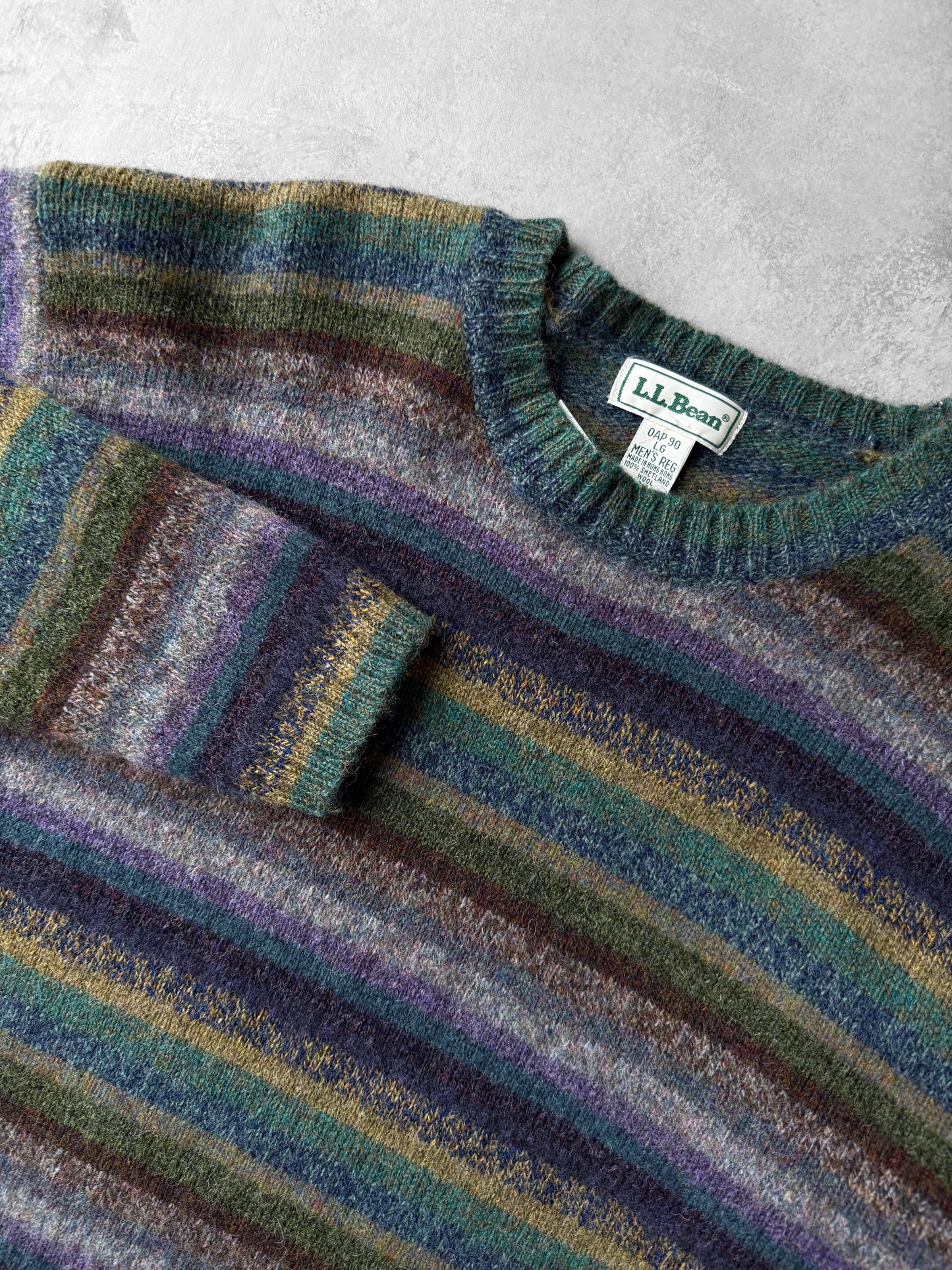 Striped Shetland Wool Sweater 90's - Large