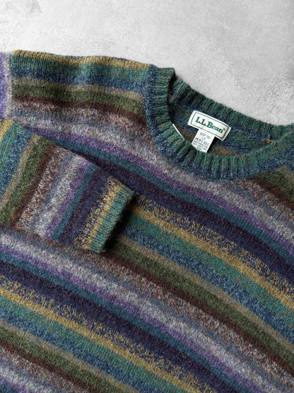Striped Shetland Wool Sweater 90's - Large