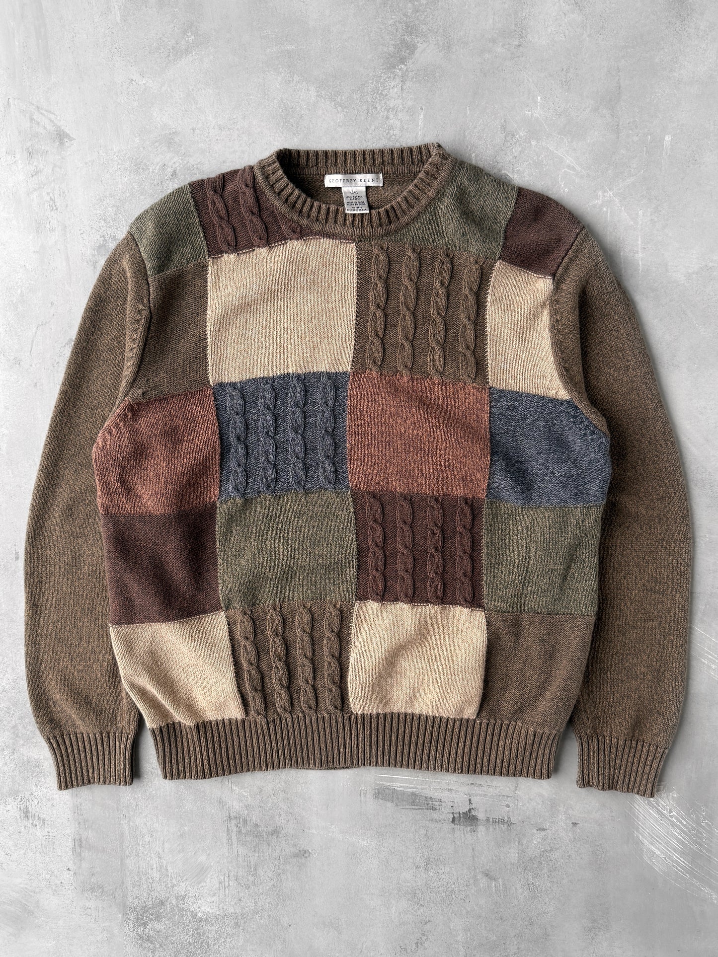 Patchwork Look Sweater Y2K - Large