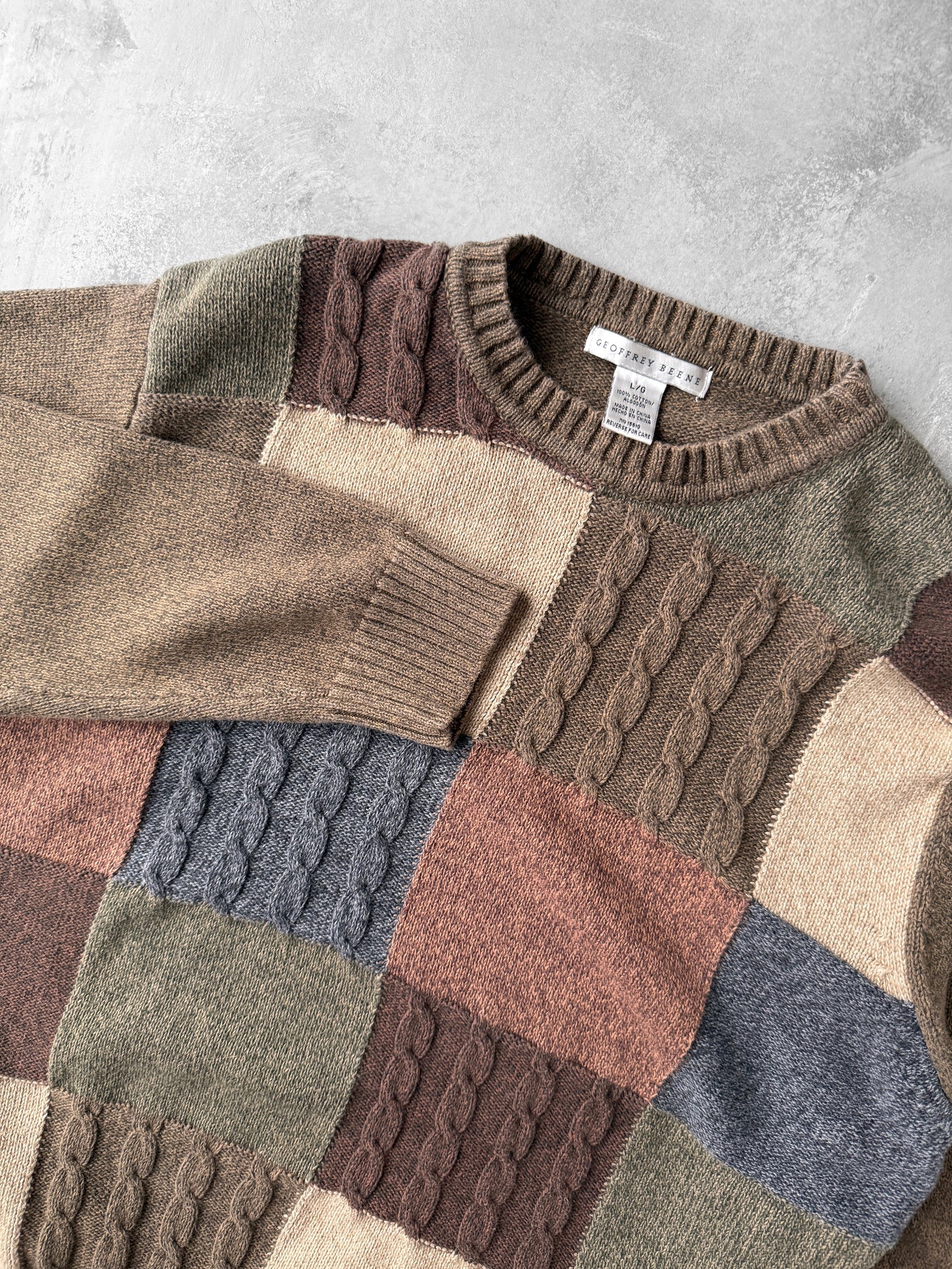 Patchwork Look Sweater Y2K - Large