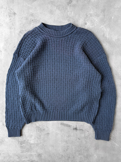 Basketweave Textured Sweater 90's - Large