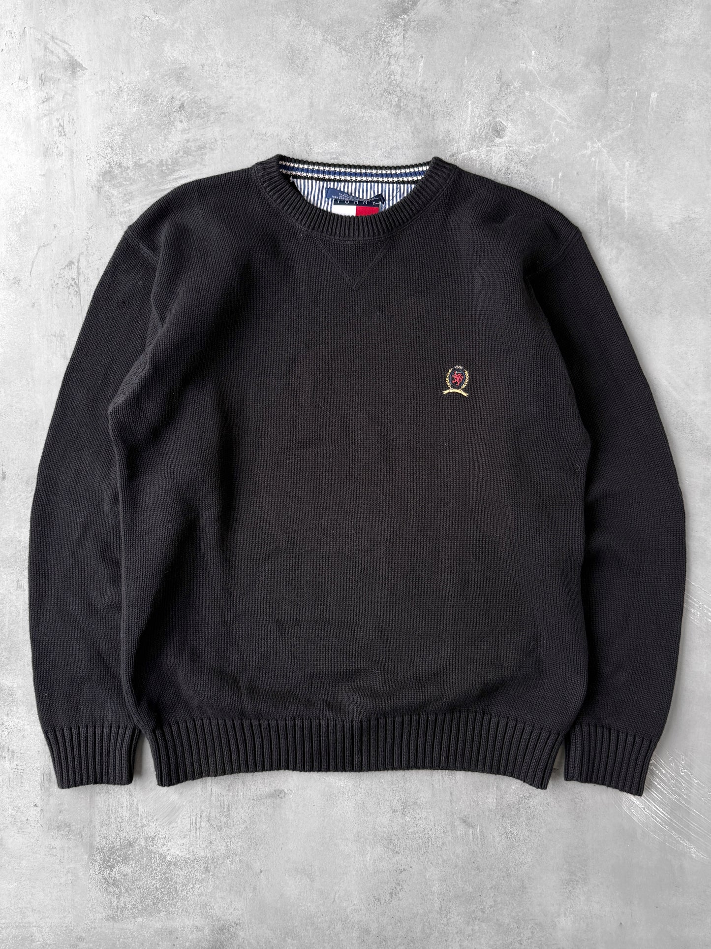 Tommy Hilfiger Black Sweater 90's - Large