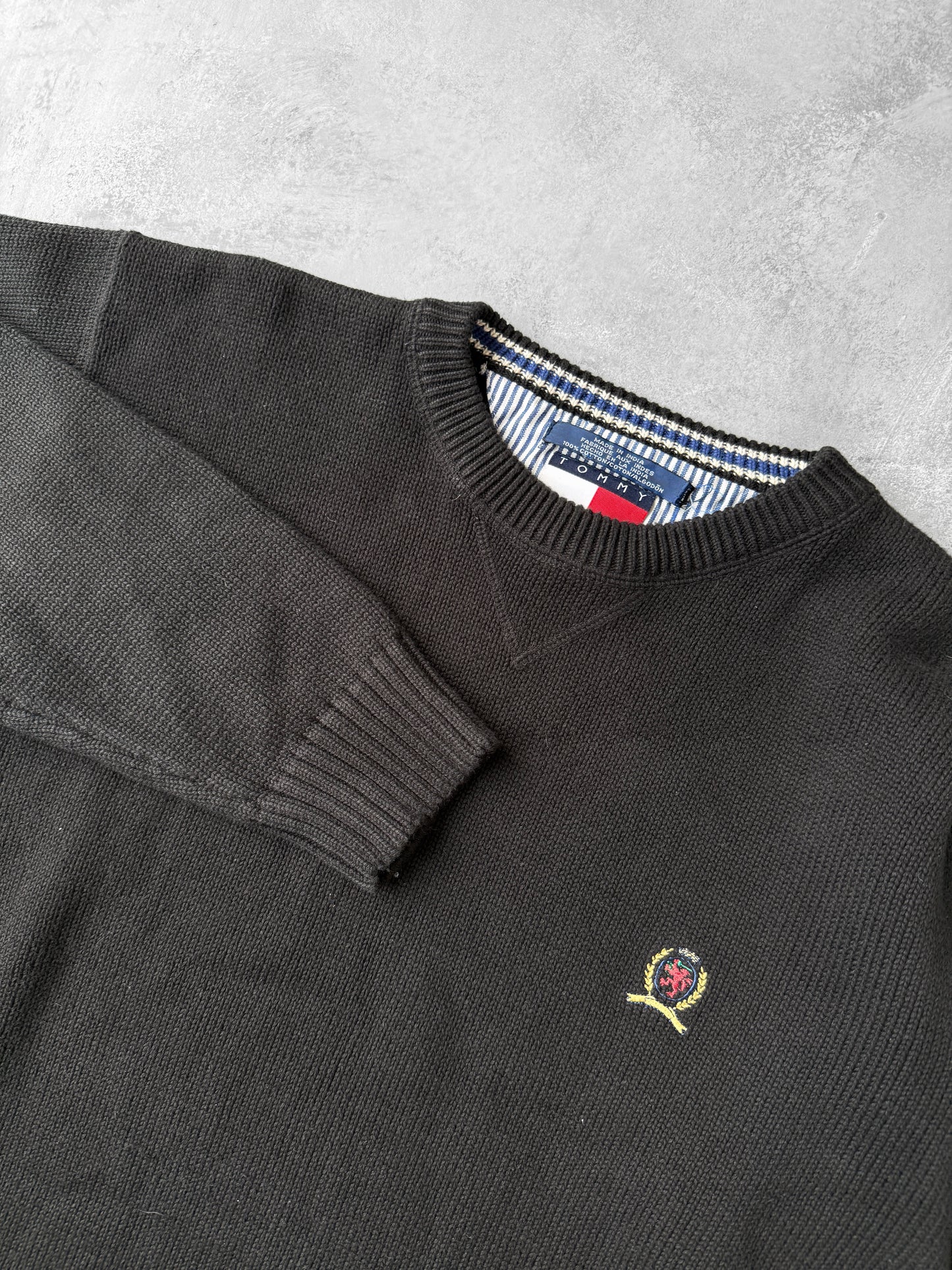 Tommy Hilfiger Black Sweater 90's - Large