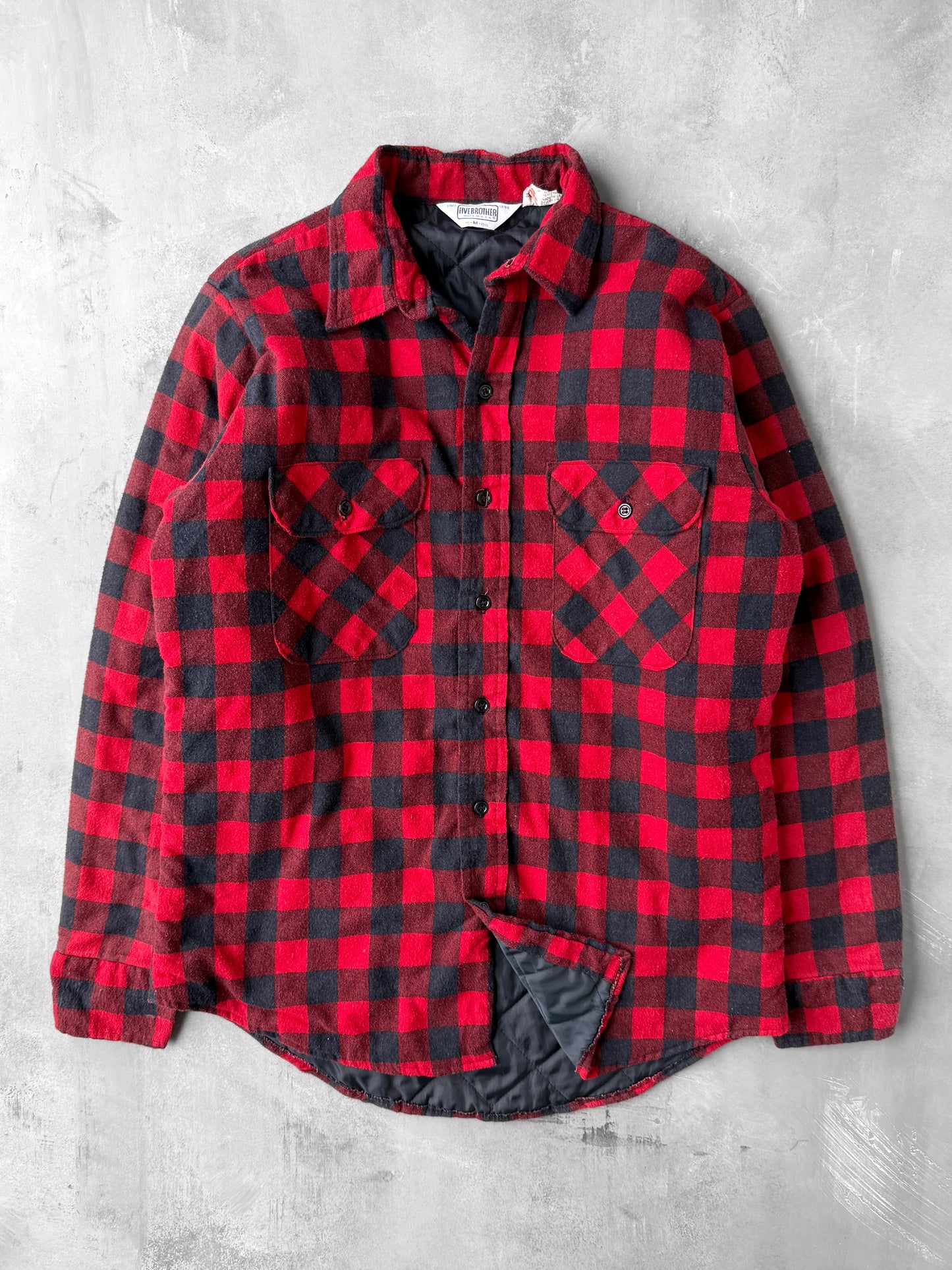 Five Brother Buffalo Plaid Quilted Flannel 80's - Medium