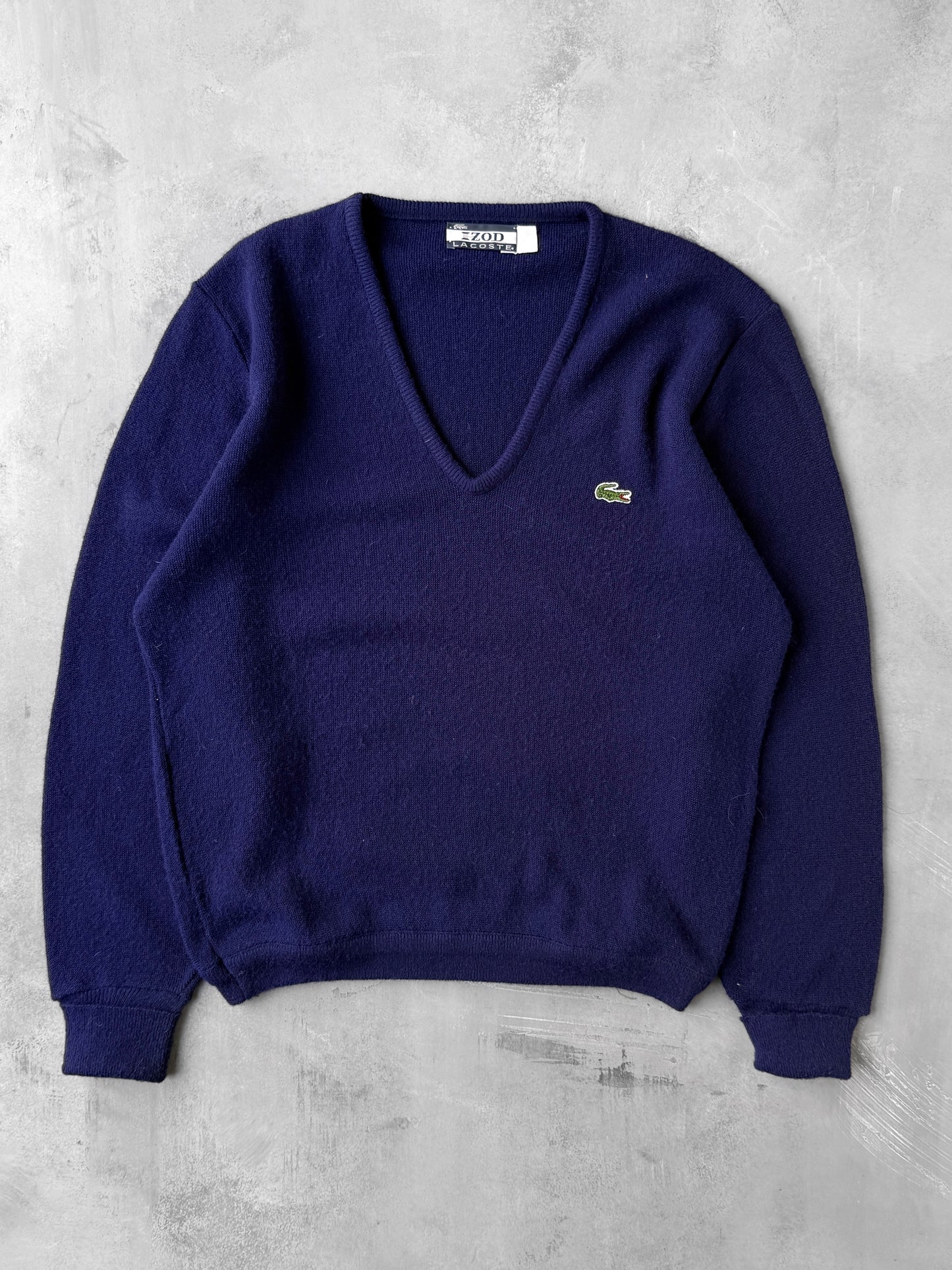 Izod Lacoste V-Neck Sweater 80's - Large