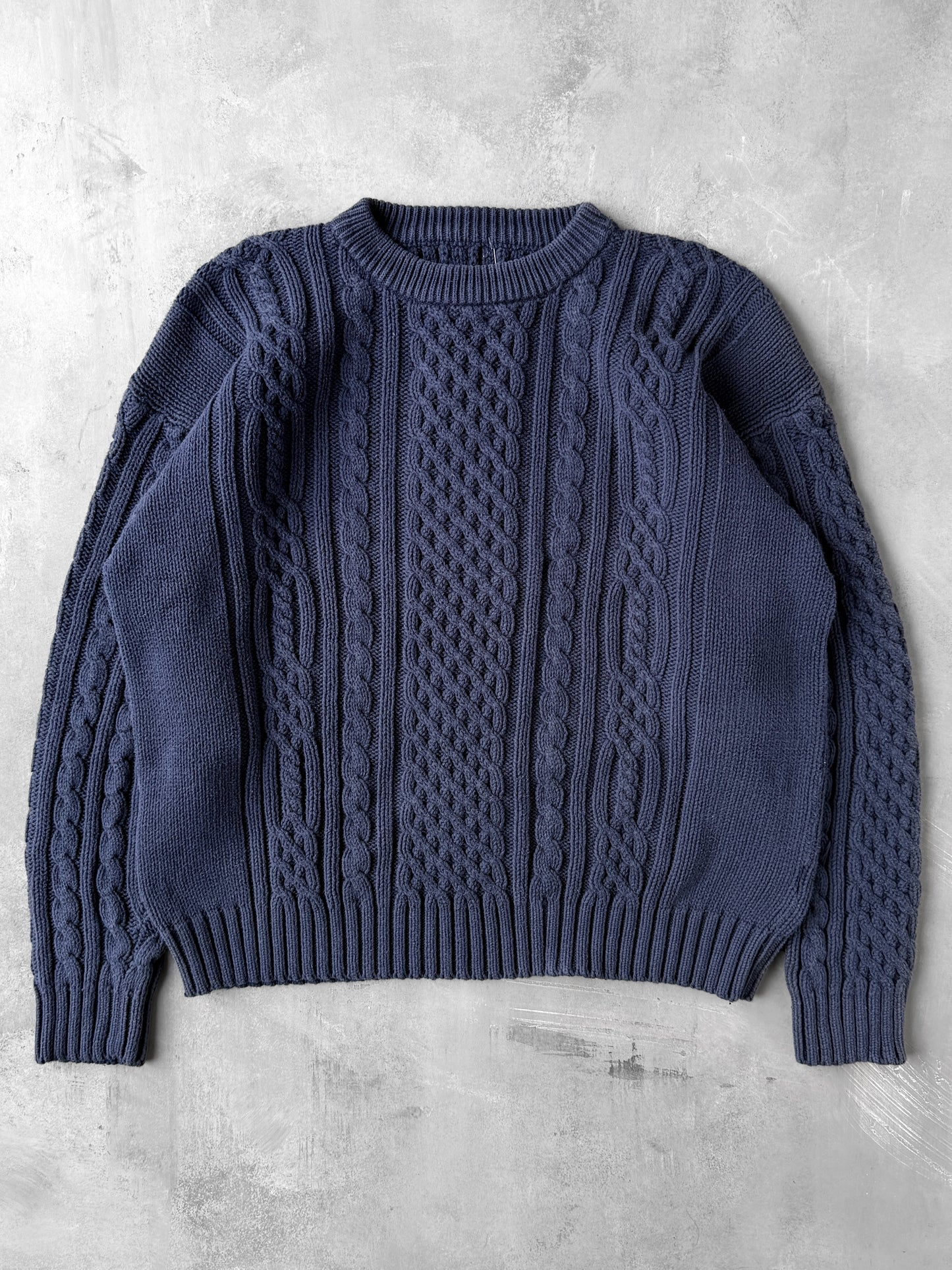 Cotton Cable Knit Sweater 90's - XL