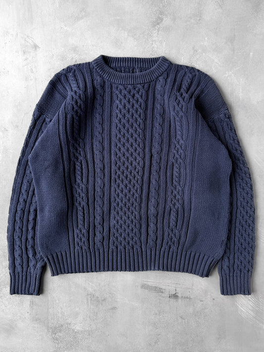 Cotton Cable Knit Sweater 90's - XL