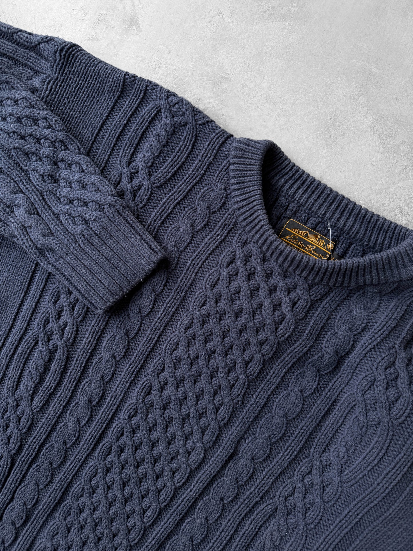 Cotton Cable Knit Sweater 90's - XL