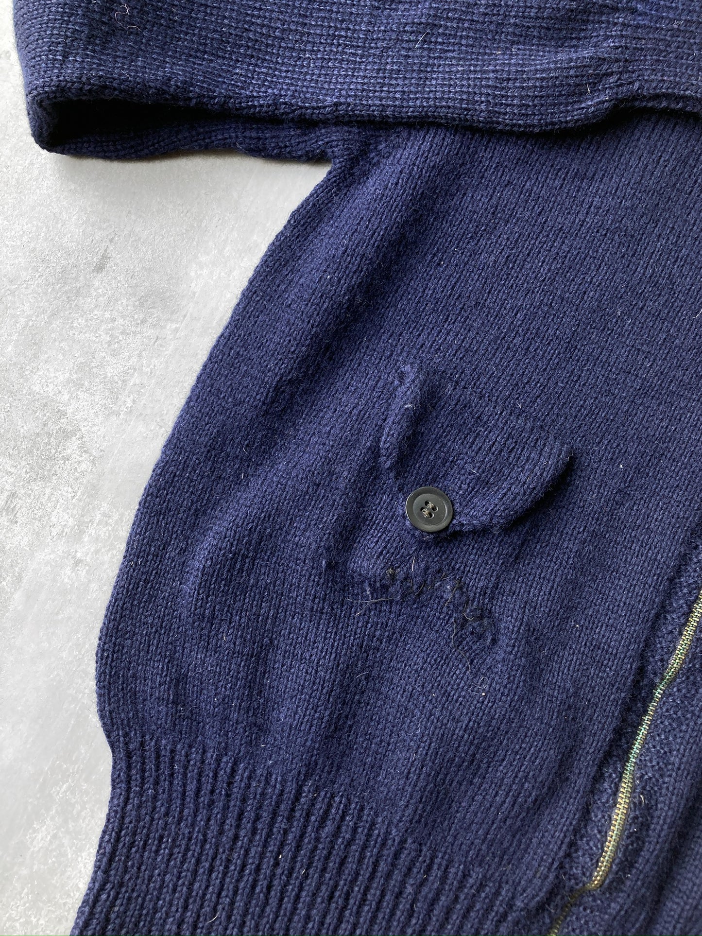Dark Blue Hand Knit Sweater 70's - Small