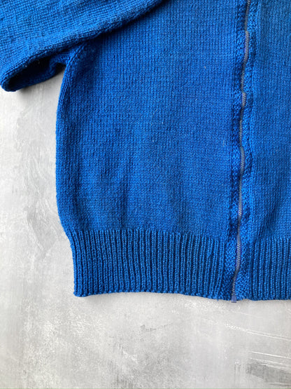 Blue Hand Knit Sweater 70's - Small