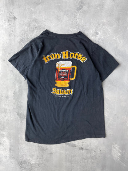 Iron Horse Harley Davidson Saloon Pocket T-Shirt 80's - Medium