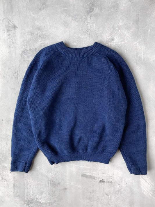 Distressed Blue Sweater 80's  - Medium