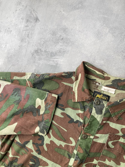 Camouflage Fatigue Shirt Jacket 80's - XL Boxy