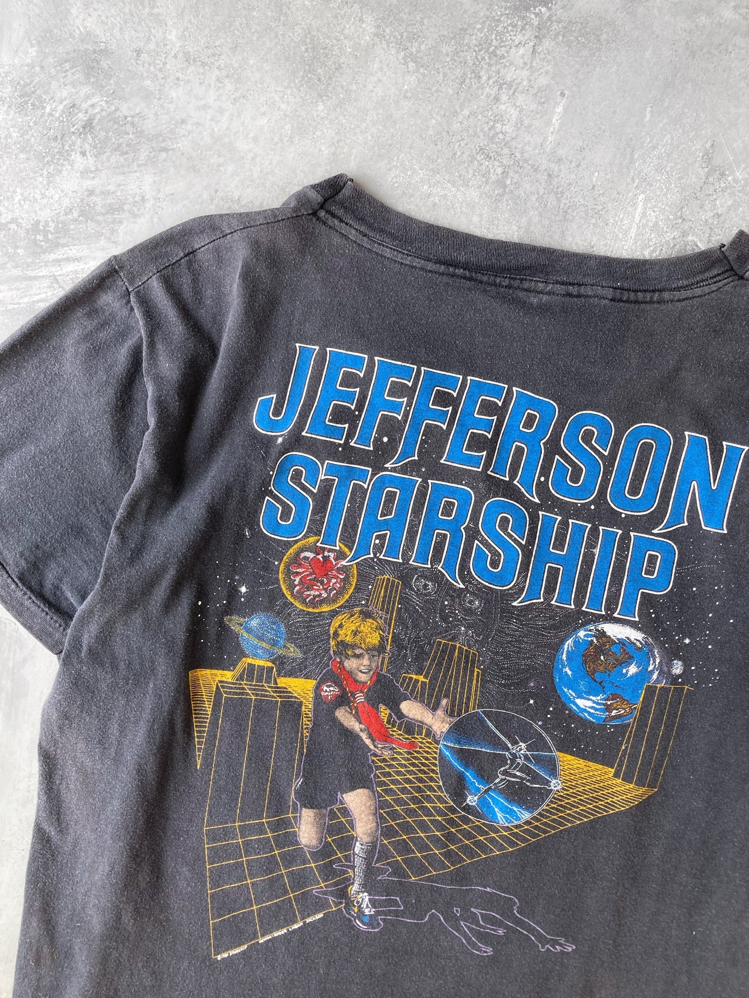 Jefferson Airplane Retro Band T-Shirt - Official Men's Graphic Tee, Black, Size L, 100% Ringspun Cotton, Classic Fit